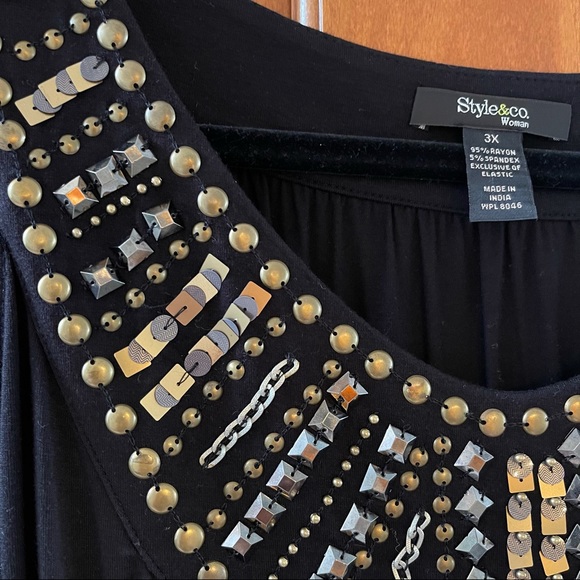 Fun Style & Co Woman’s Plus 3X Black Tank with Copper and Silver Bling!  NEW NWT - Picture 4 of 7